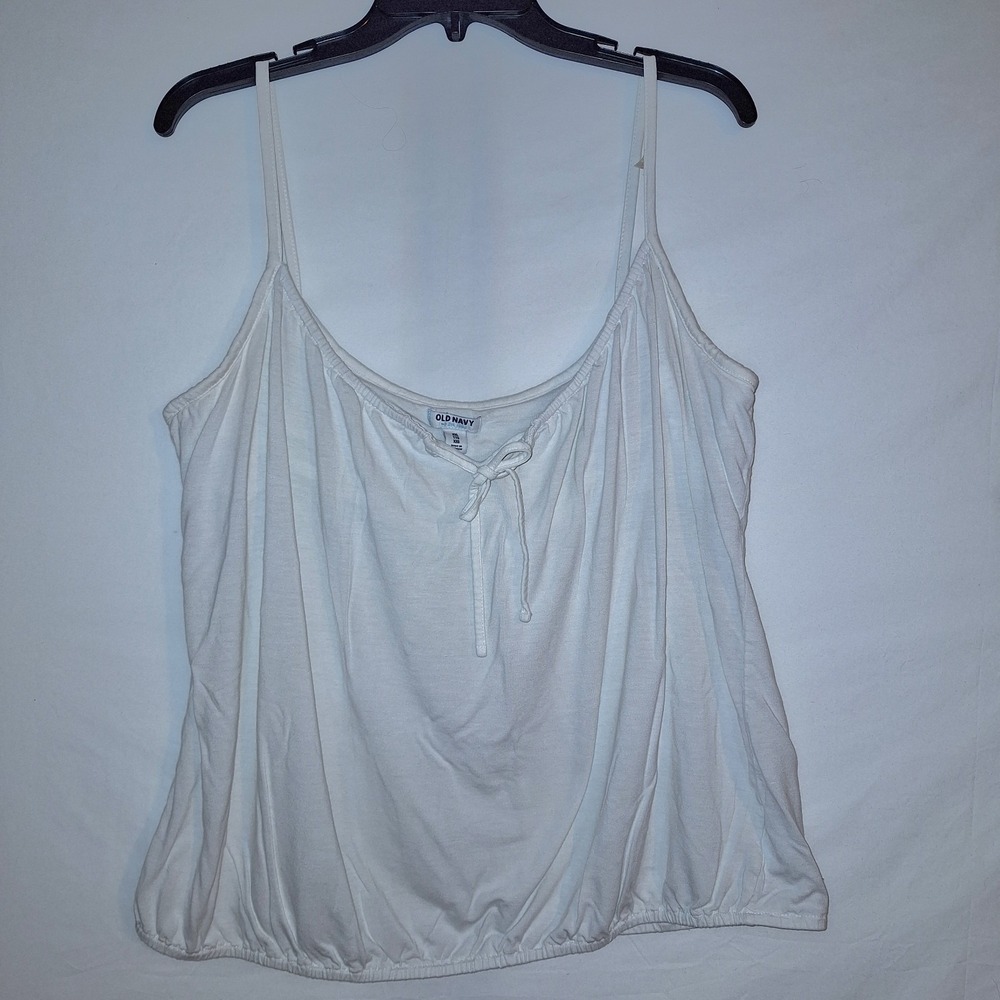 Old Navy White Gathered Cami Top XXL Classicore Chic Minimalist Summer Normcore